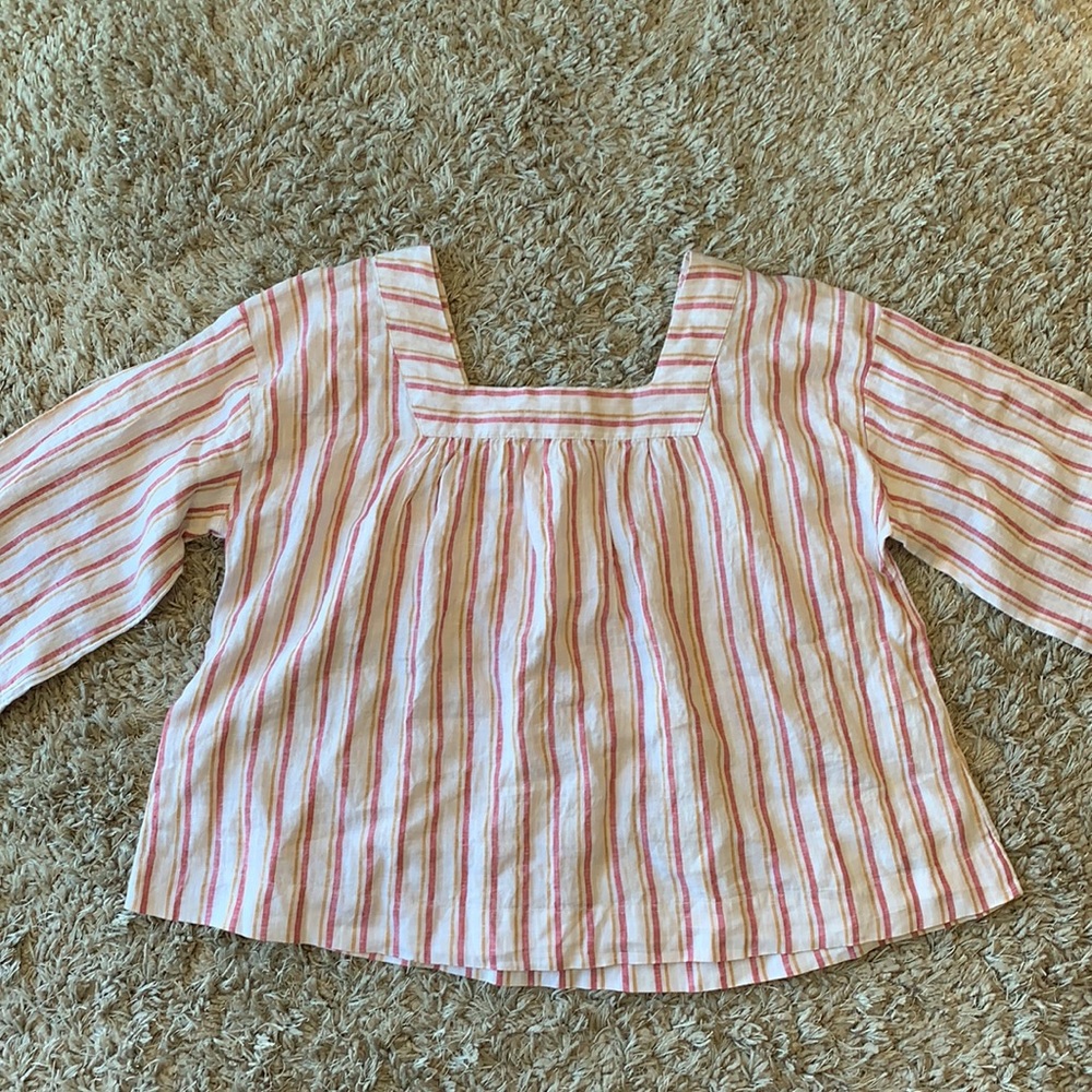RACHEL ZOE 100% Linen Striped Top - Picture 11 of 14